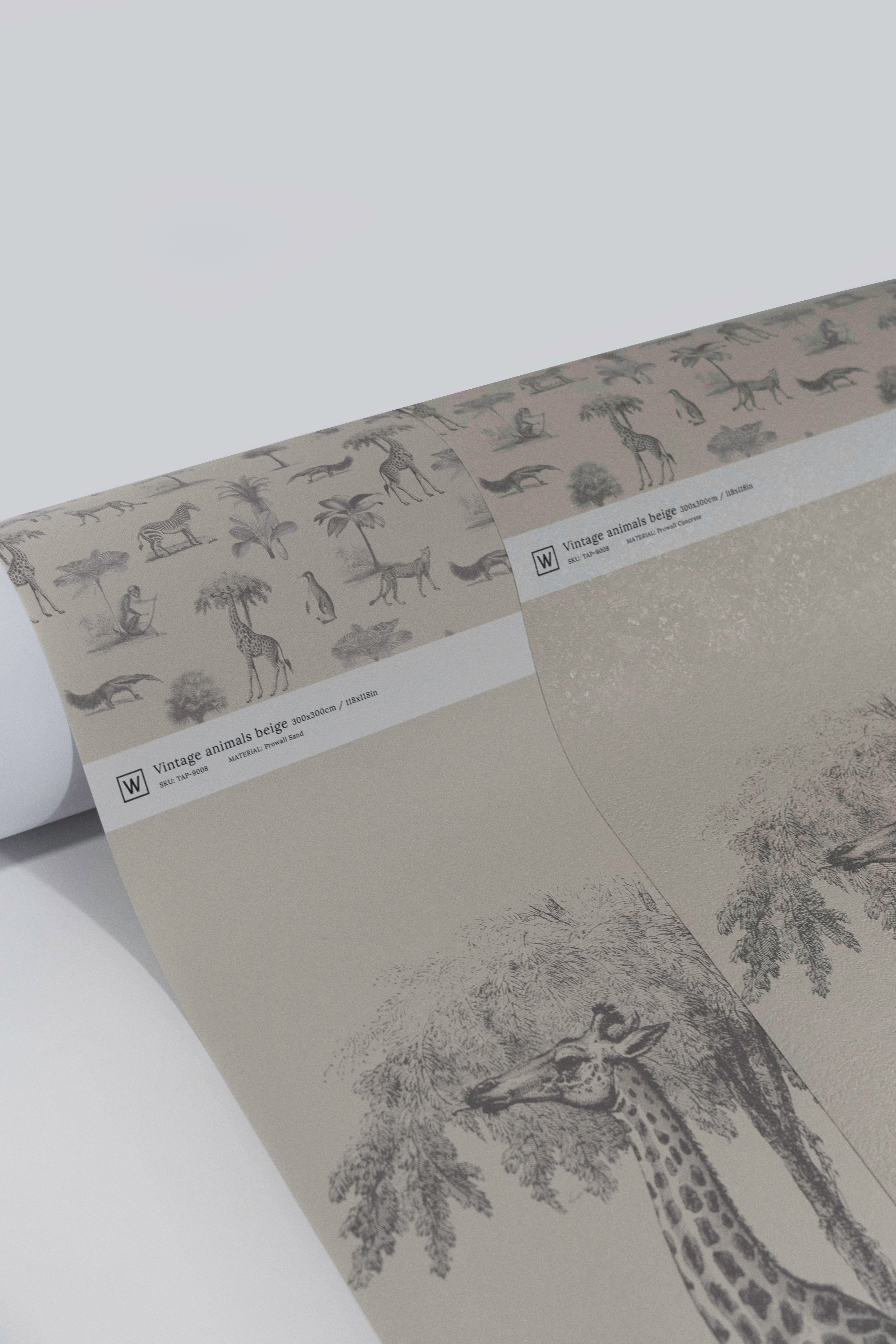 Wallpaper Vintage animals beige