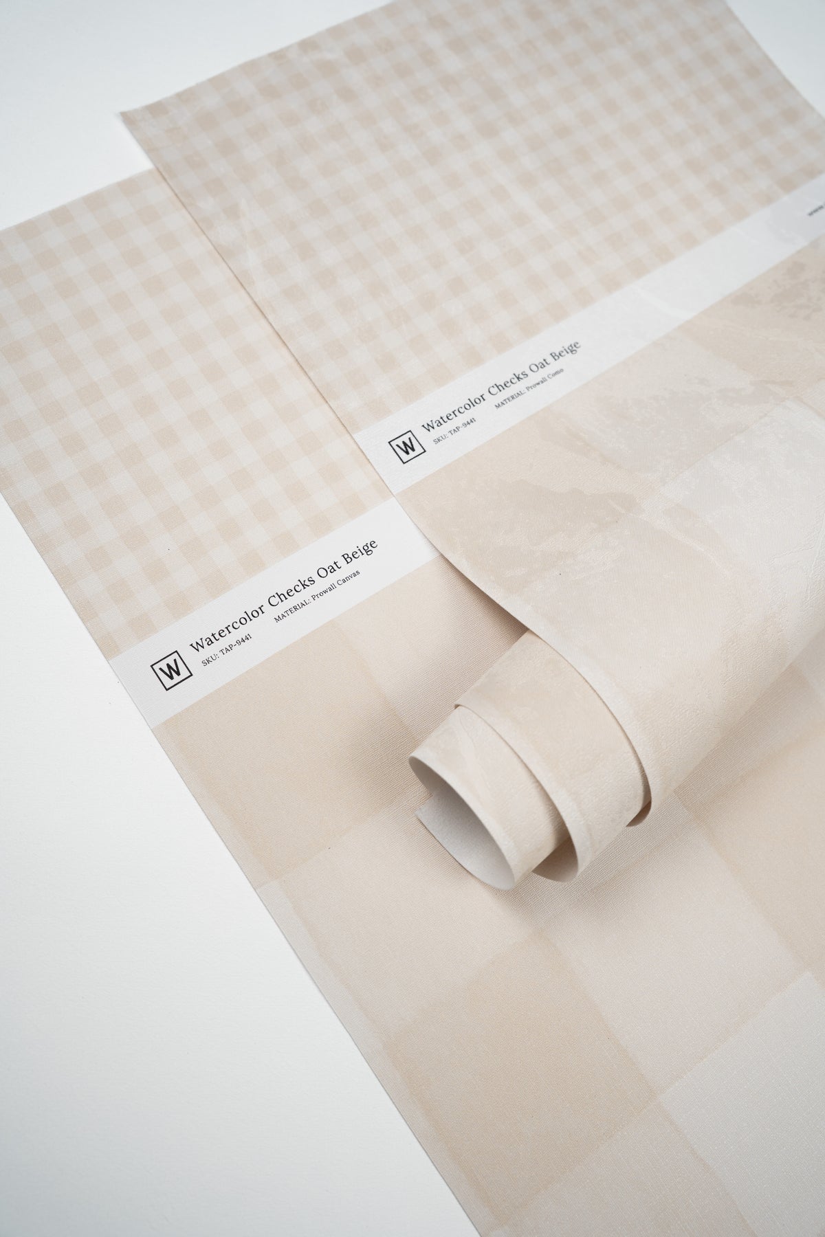 Wallpaper Watercolor Checks Oat Beige