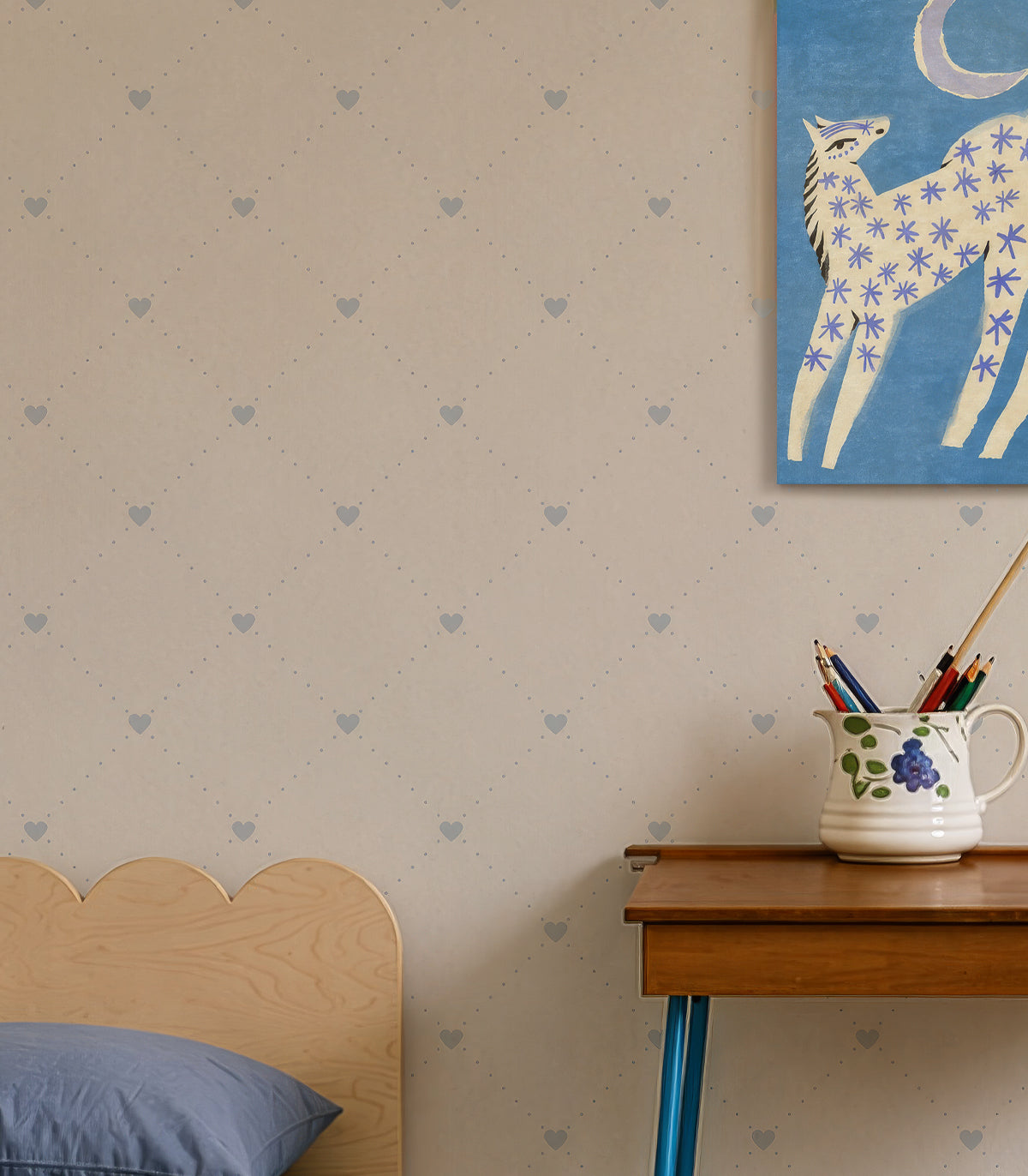 Wallpaper Heart Lattice Baby Blue