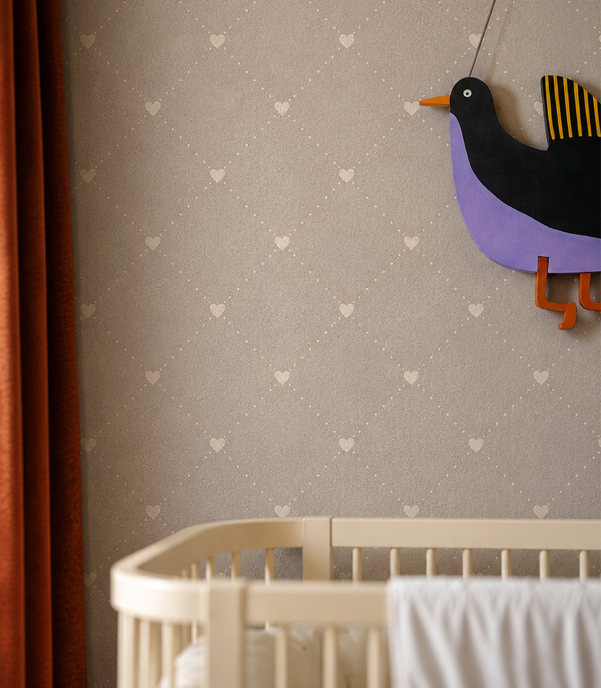 Wallpaper Heart Lattice Pearl Grey