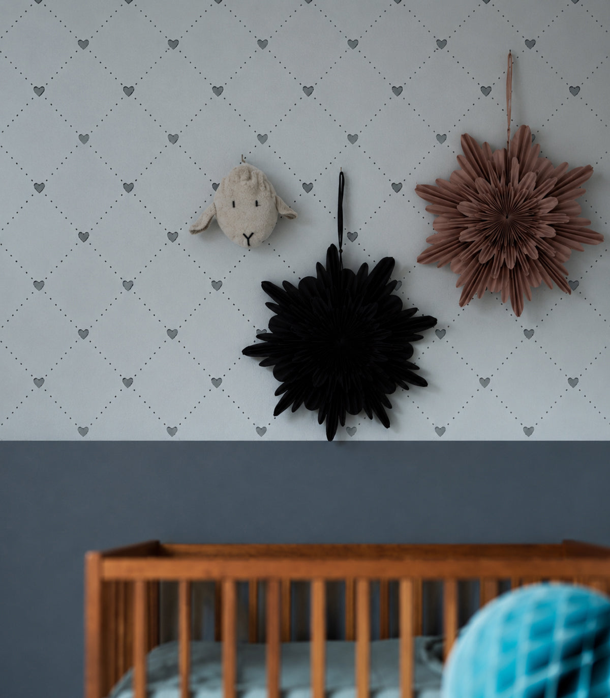 Wallpaper Heart Lattice Powder Blue