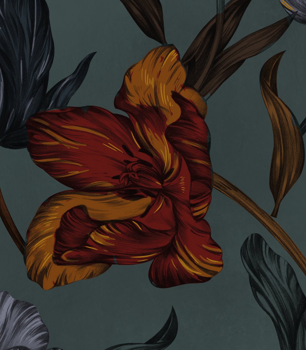 Tapeta Orange flowers - Wallcolors®
