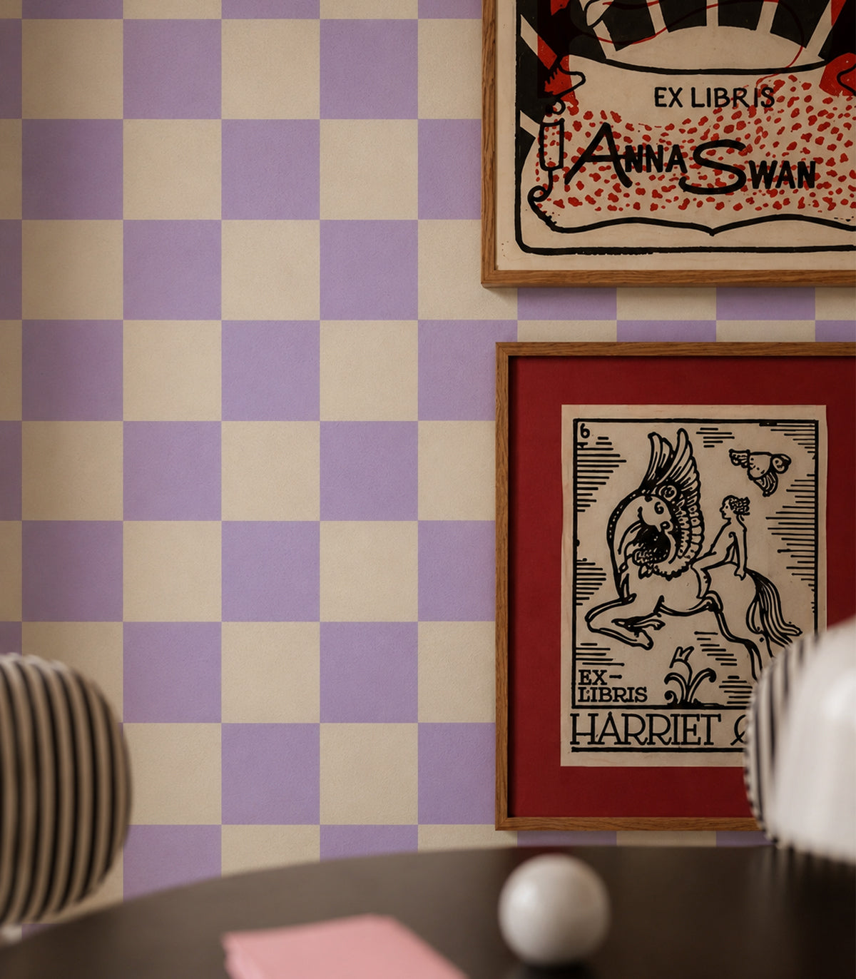 Wallpaper Square Checks Amethyst Crea