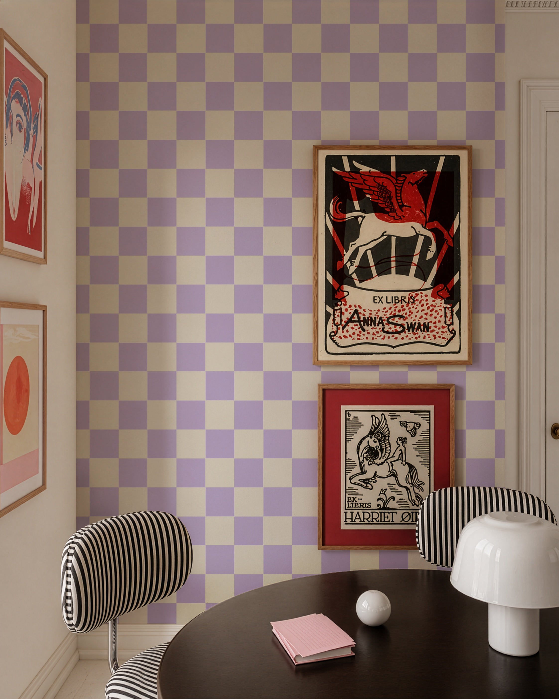 Wallpaper Square Checks Amethyst Crea