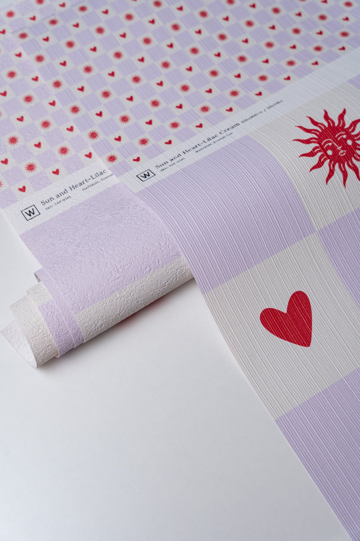 Wallpaper Sun and heart Lilac Cream