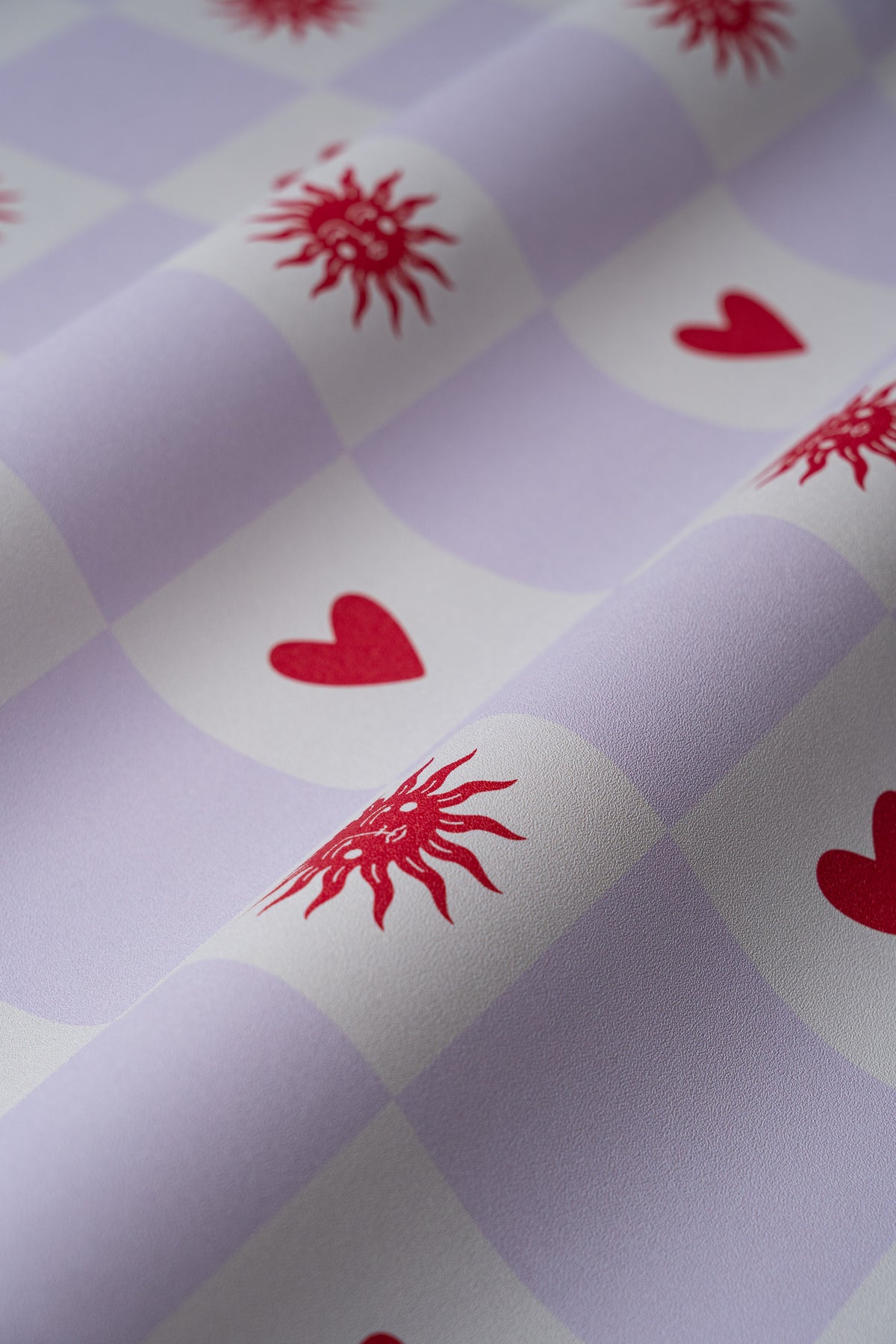 Wallpaper Sun and heart Lilac Cream