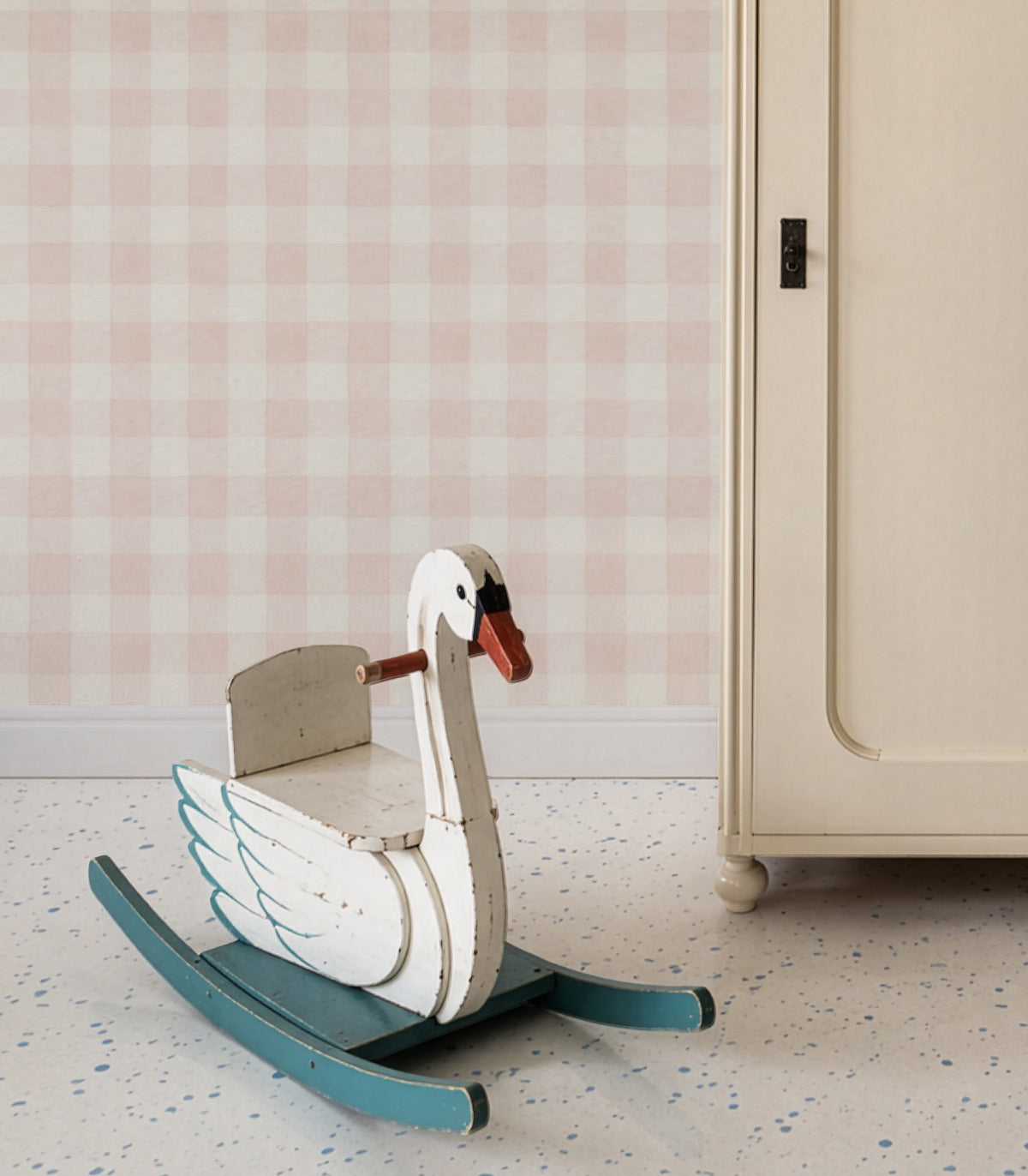 Wallpaper Watercolor Checks Blush Pink