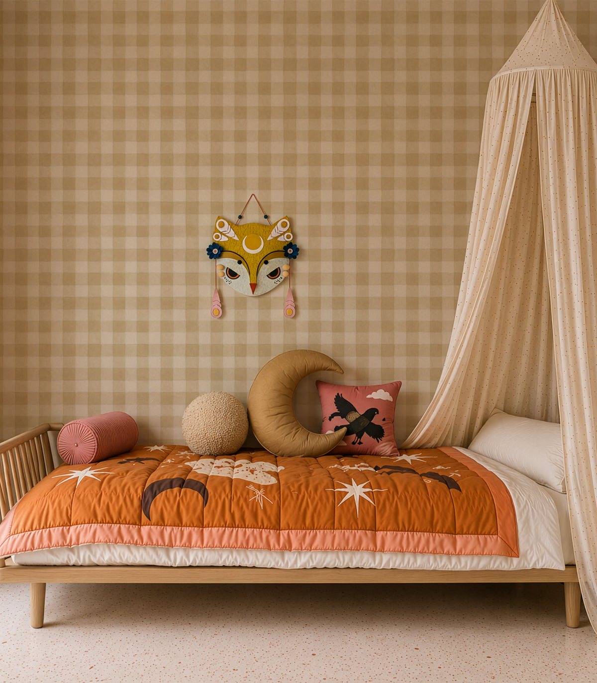 Wallpaper Watercolor Checks Butter Cream