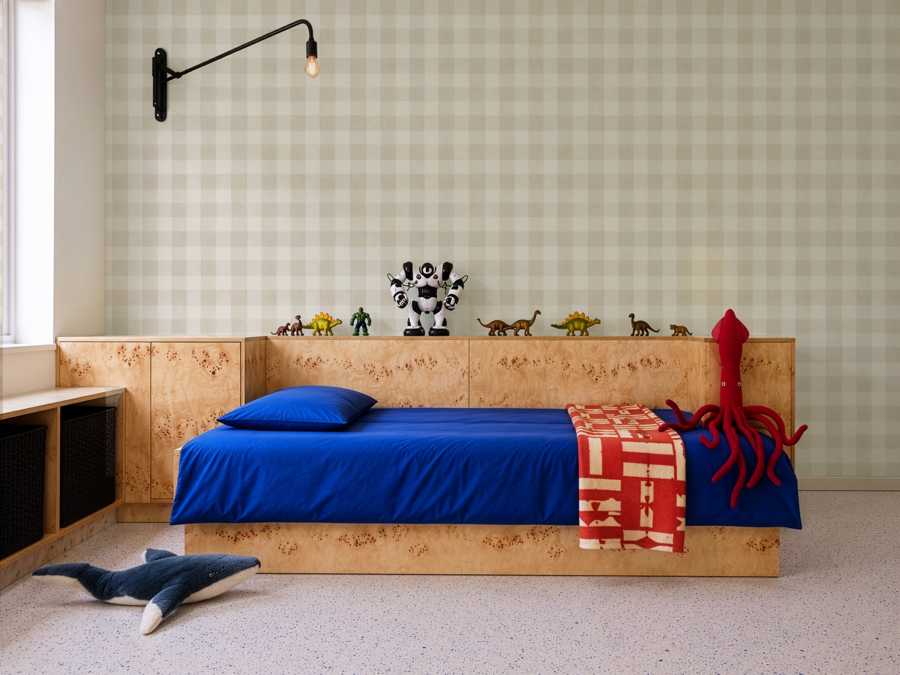 Wallpaper Watercolor Checks Oat Beige
