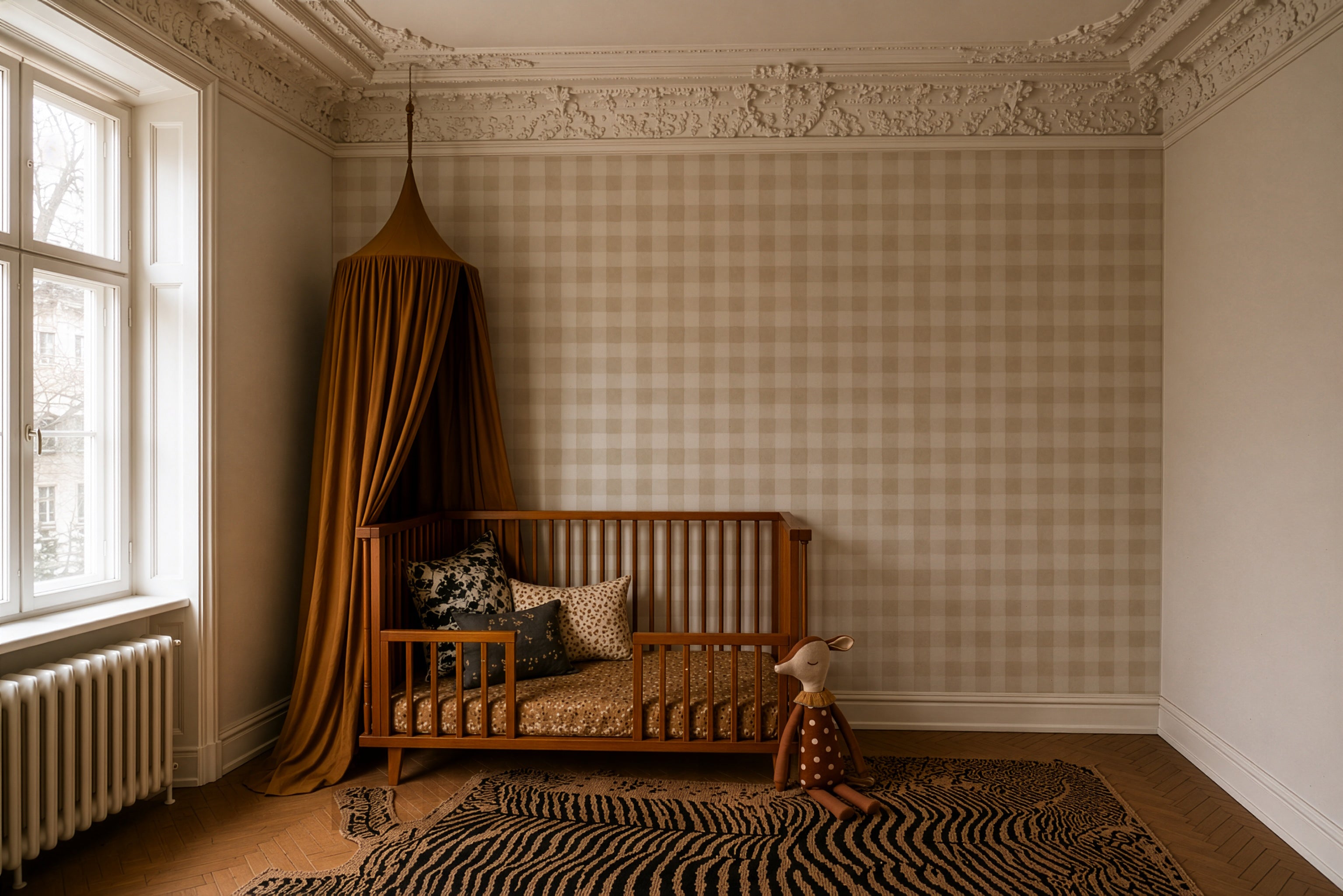 Wallpaper Watercolor Checks Sand Beige