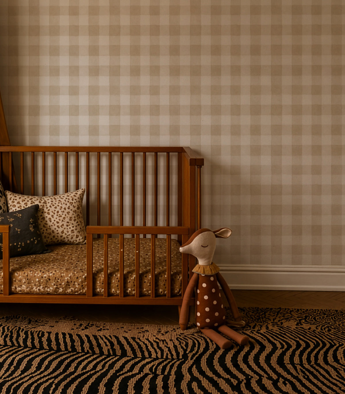 Wallpaper Watercolor Checks Sand Beige