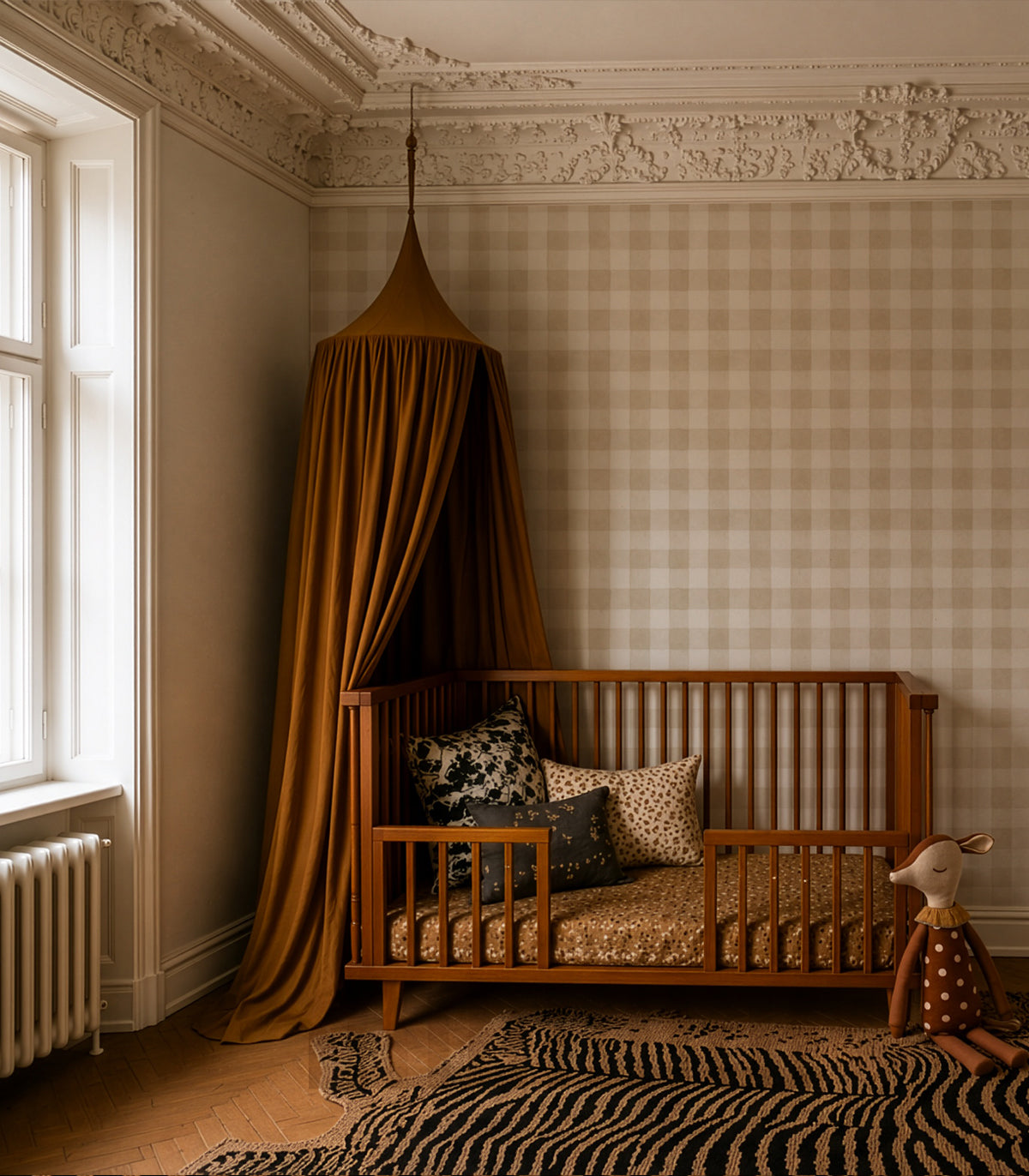 Wallpaper Watercolor Checks Sand Beige