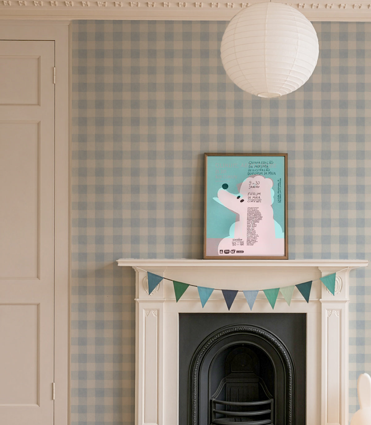 Wallpaper Watercolor Checks Sky Blue