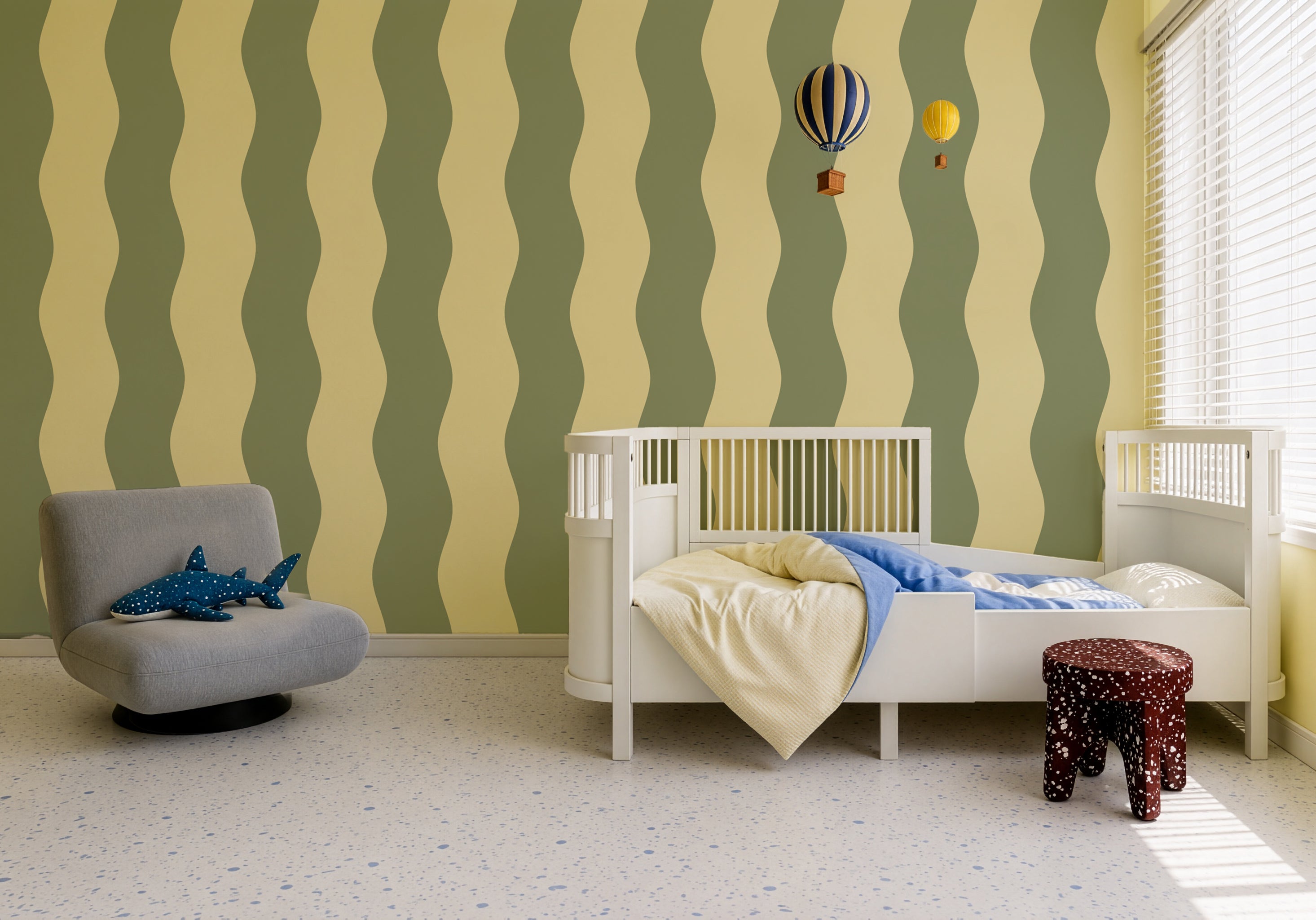 Wallpaper Wave Stripe Olive Dune