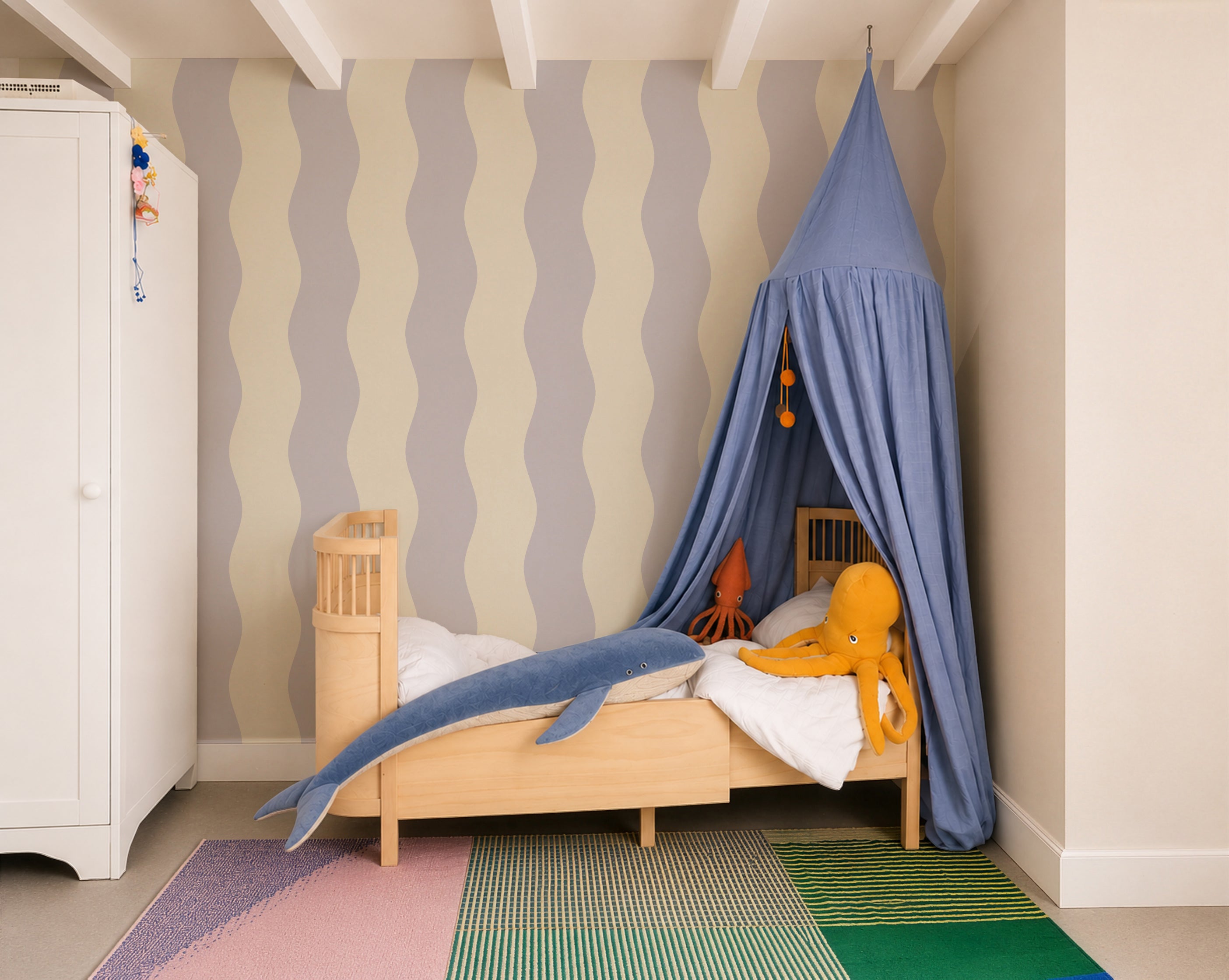 Wallpaper Wave Stripe Winter Gray