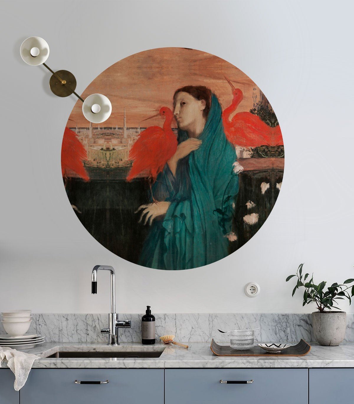 Dots Young Woman with Ibis - Wallcolors®