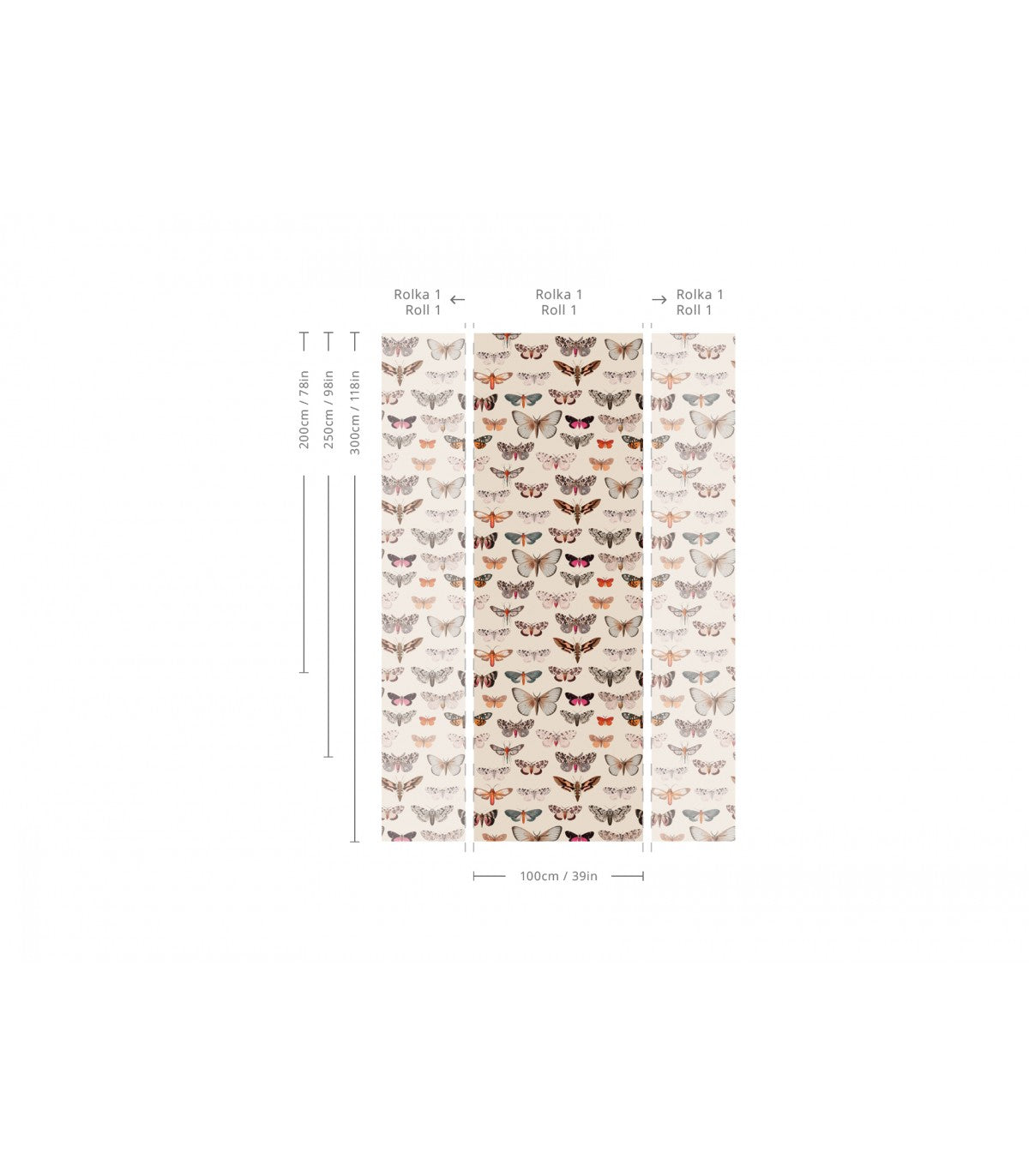Tapeta Colorful Butterfly Light Beige
