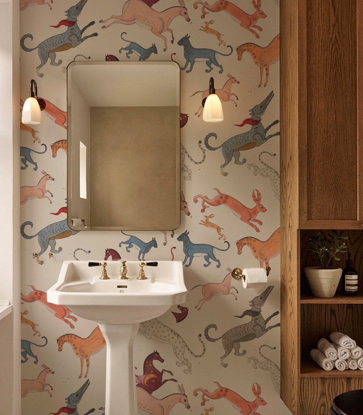 Tapeta Oriental Animals Beige