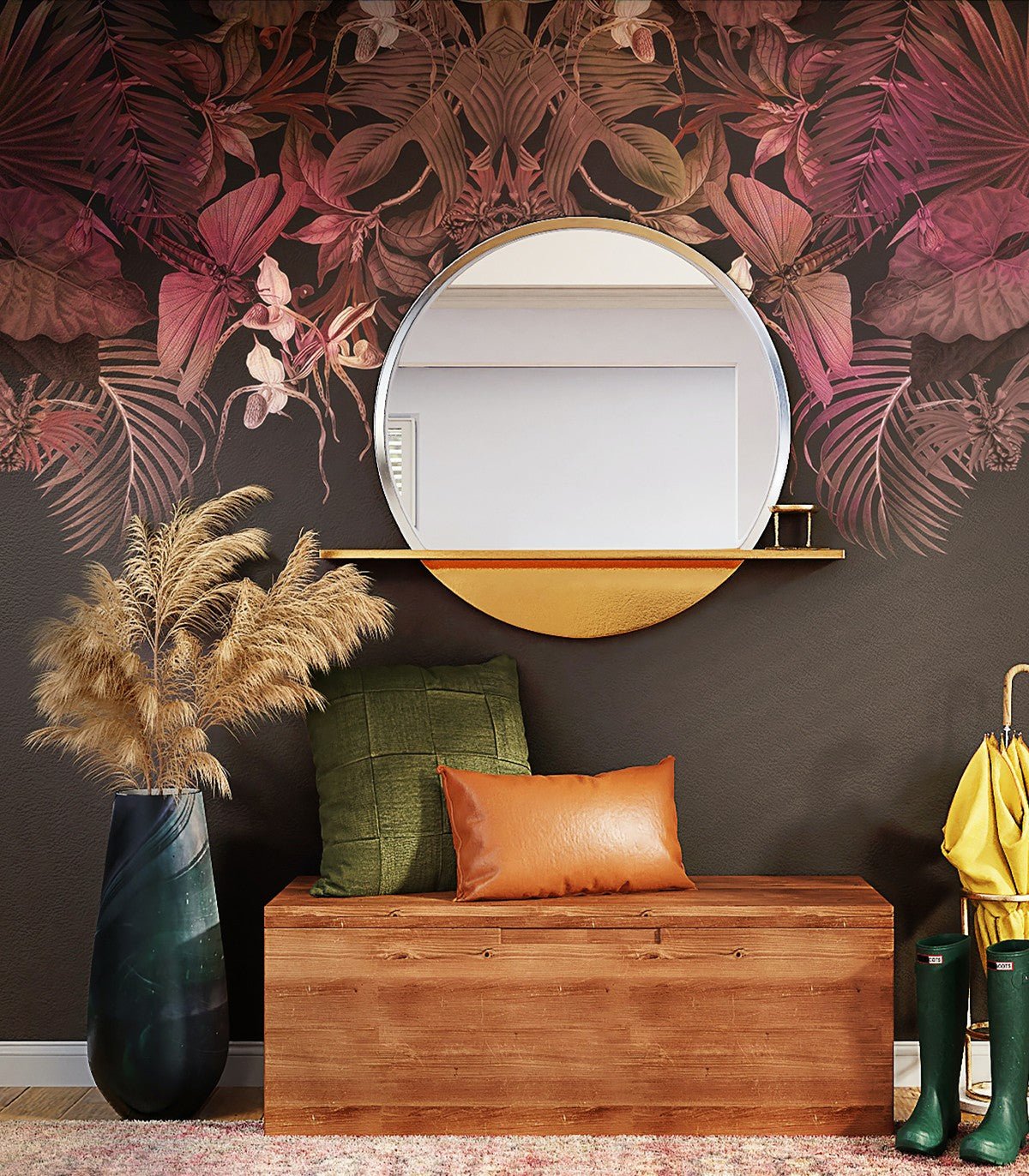 Tapeta Tropical Composition Pink - Wallcolors®