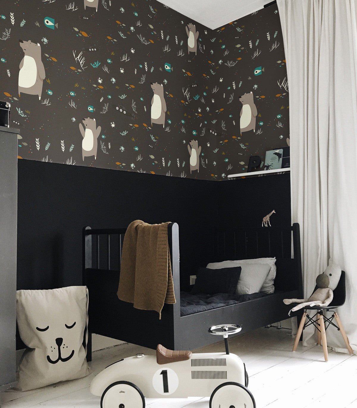 Tapeta Underwater Bear Black - Wallcolors®