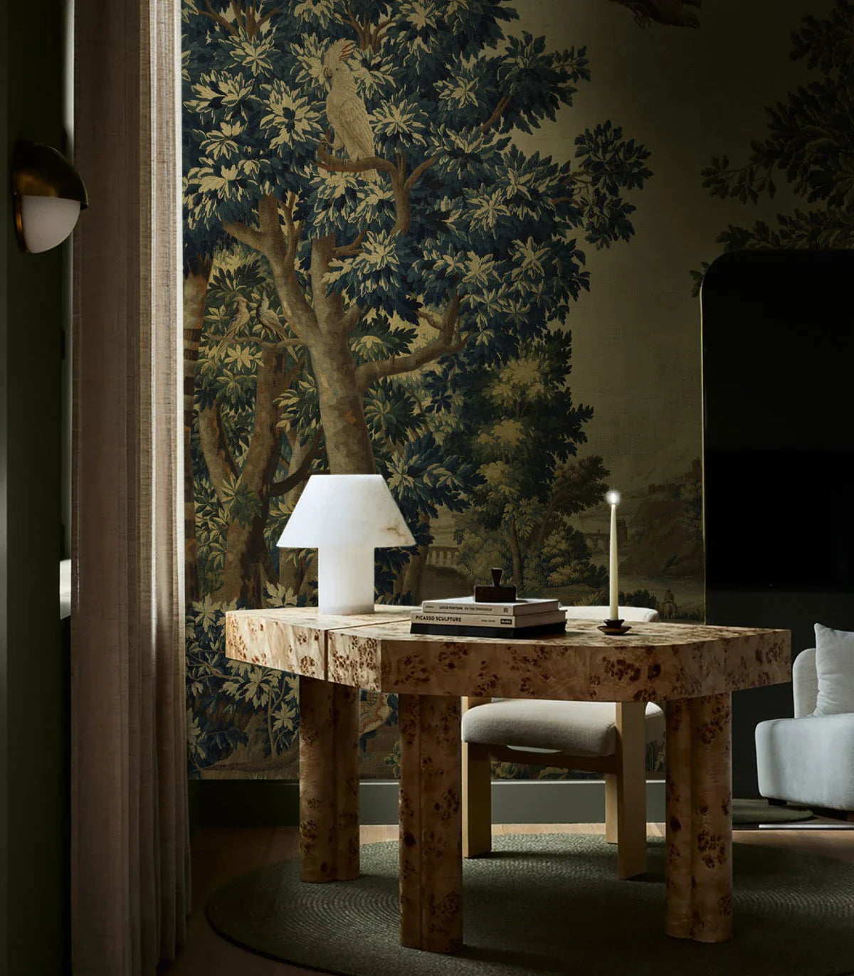 Nowoczesne wnętrze z tapetą Wallcolors w stonowanej kolorystyce budującej nastrój