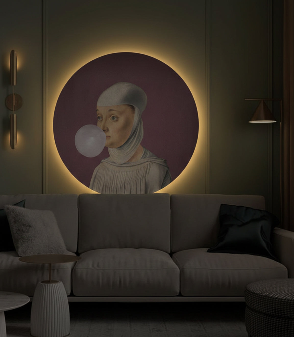 Dots Lighting Woman with Bubble Gum Eggplant