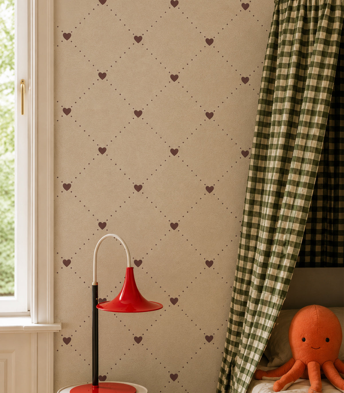 Wallpaper Heart Lattice Cherry Wine