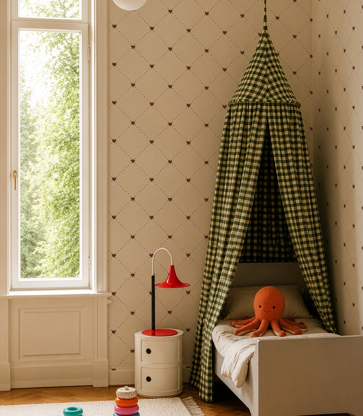 Wallpaper Heart Lattice Cherry Wine