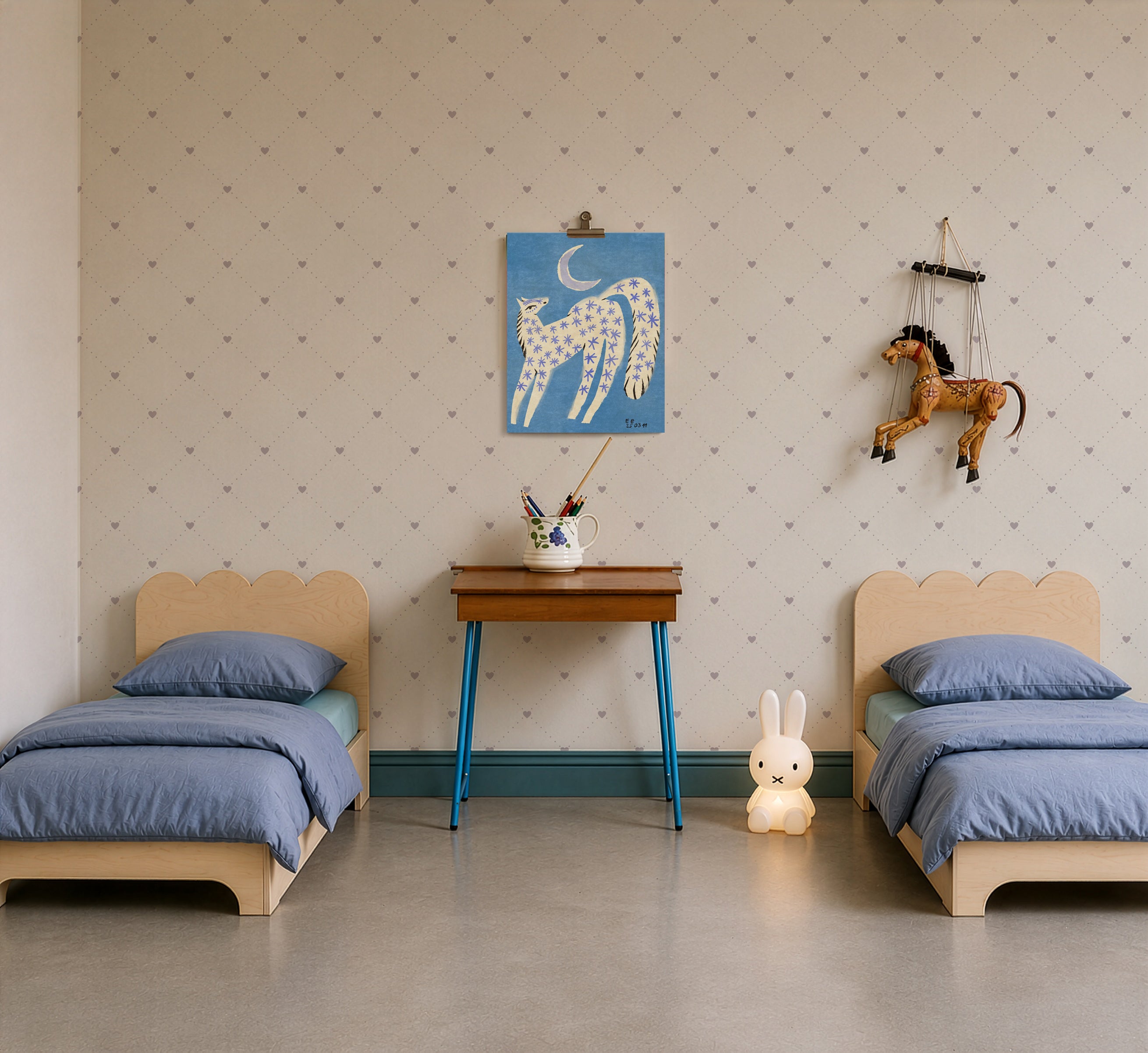 Wallpaper Heart Lattice Soft Mauve