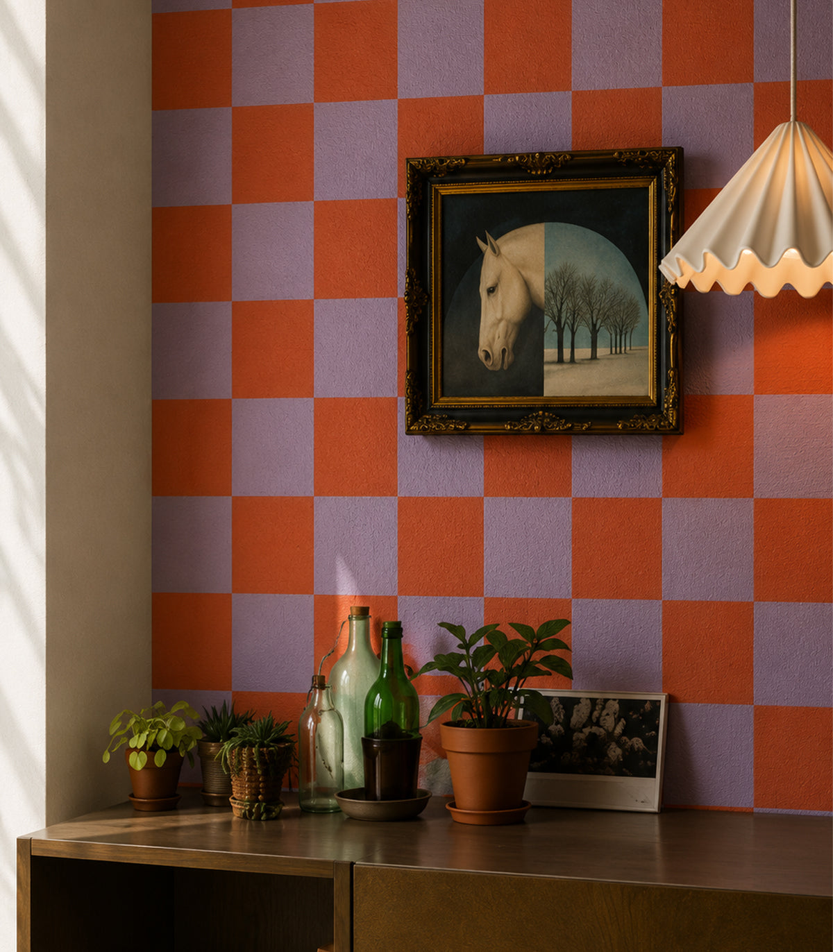 Wallpaper Square Checks Pumpkin