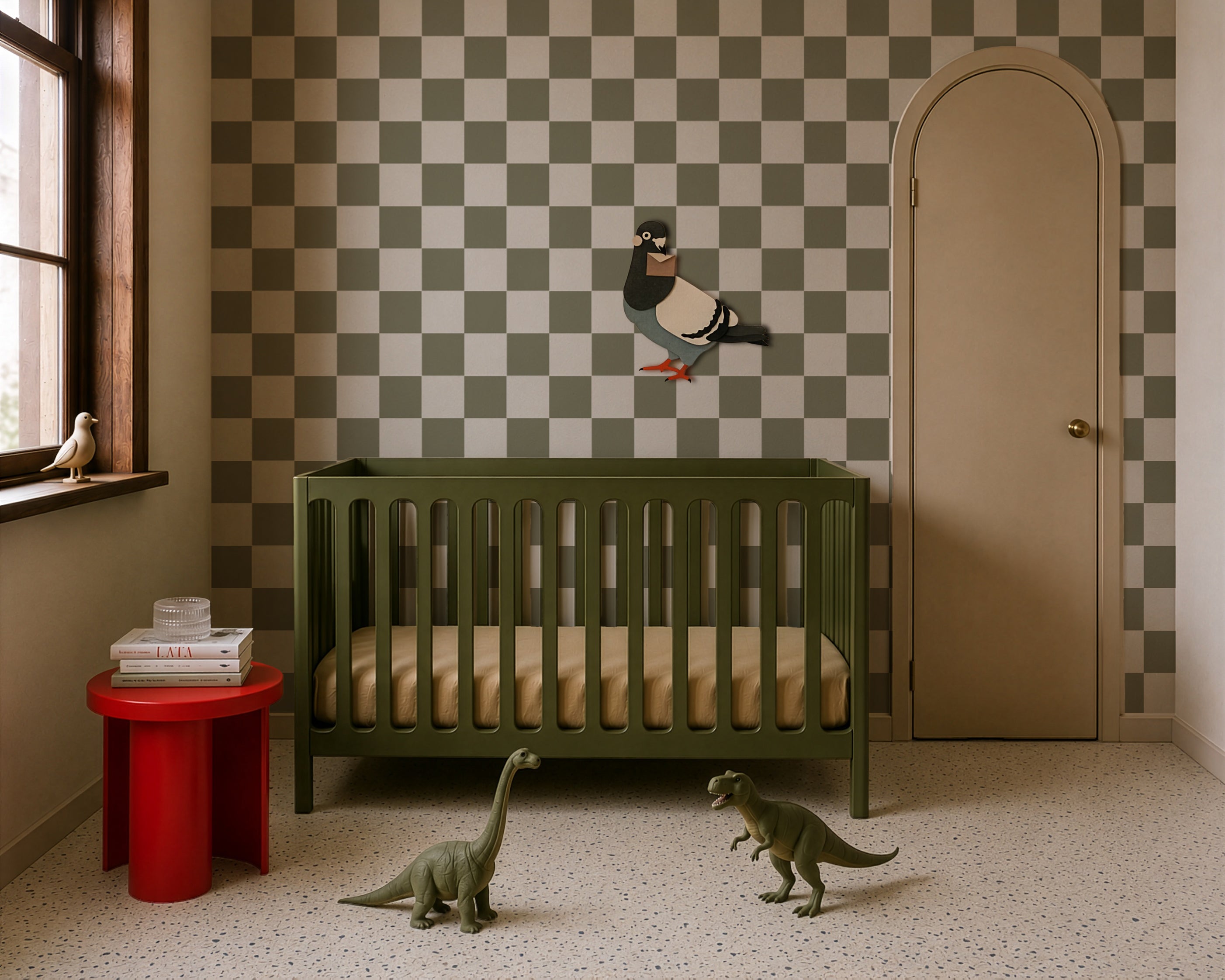 Wallpaper Square Checks Tate Olive