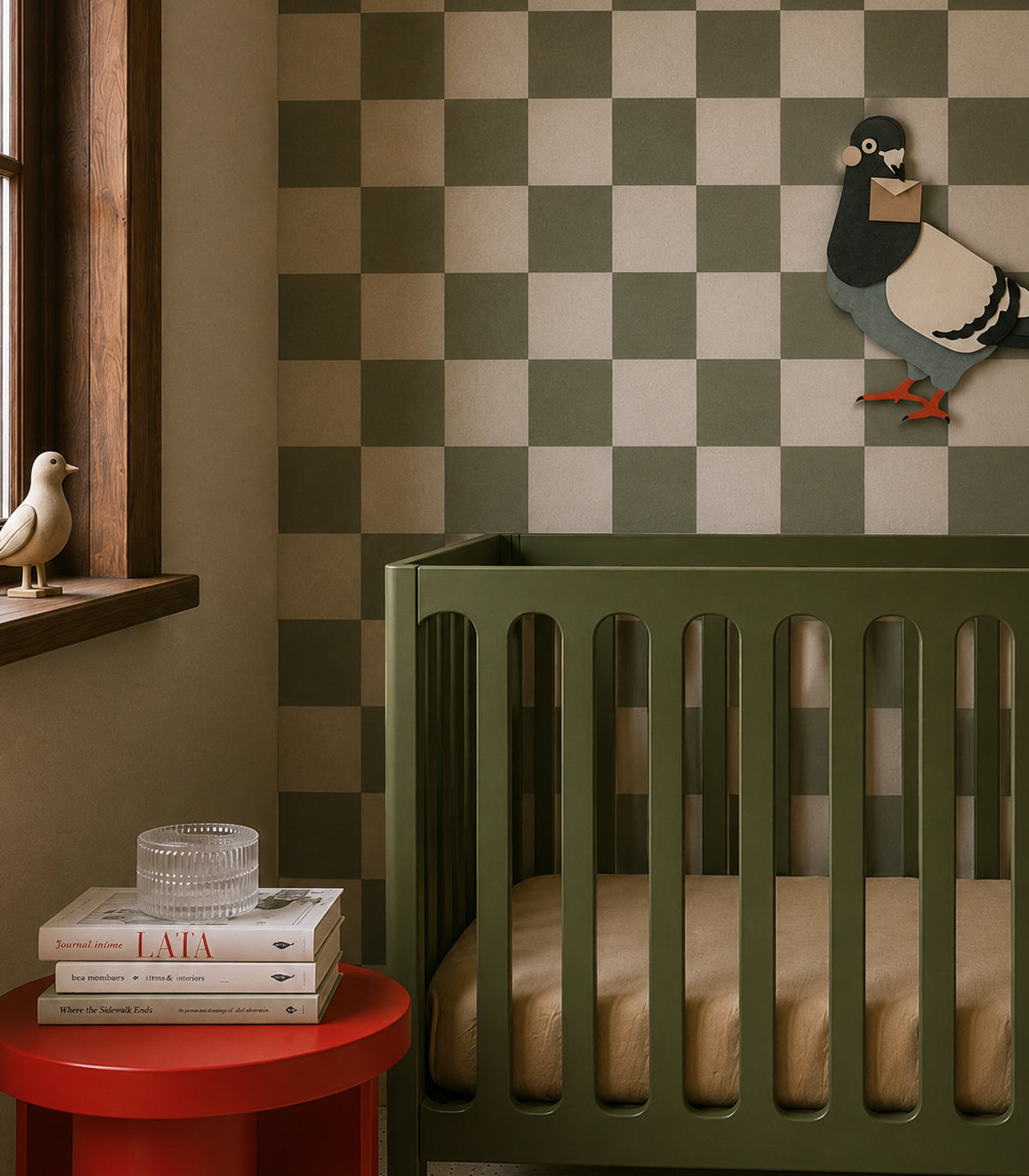 Wallpaper Square Checks Tate Olive