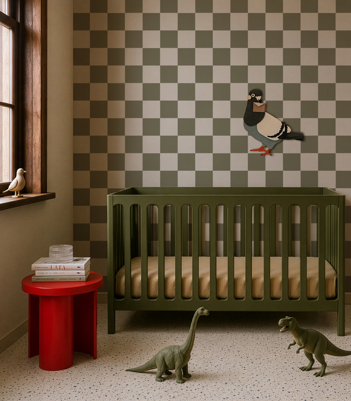 Wallpaper Square Checks Tate Olive