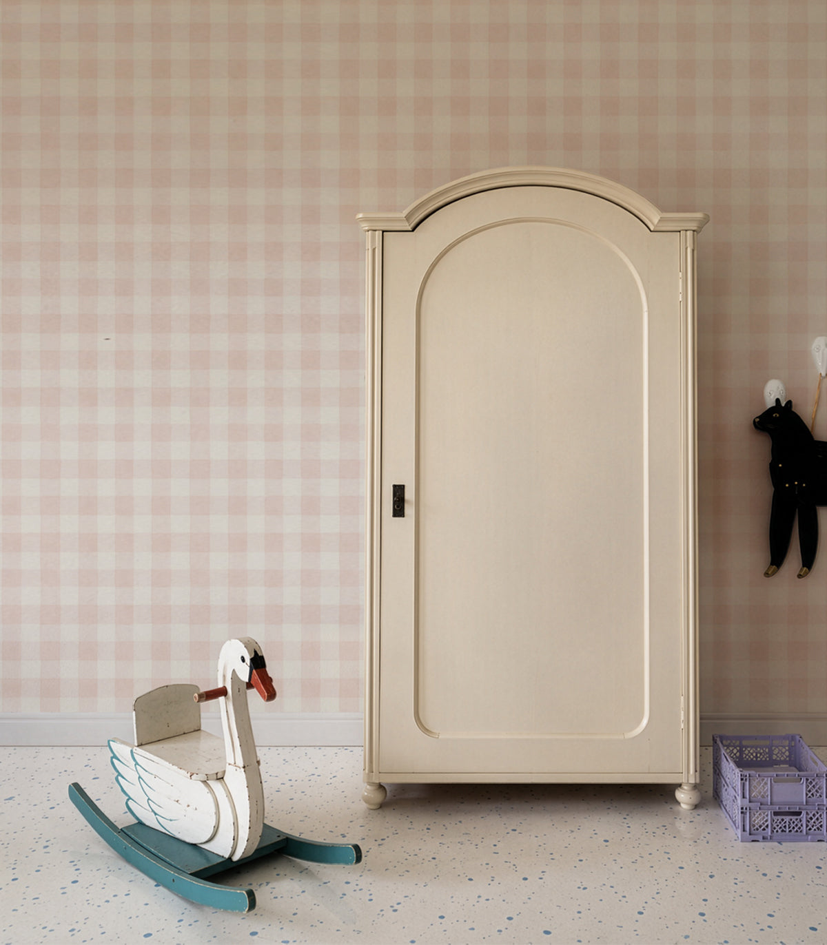 Wallpaper Watercolor Checks Blush Pink