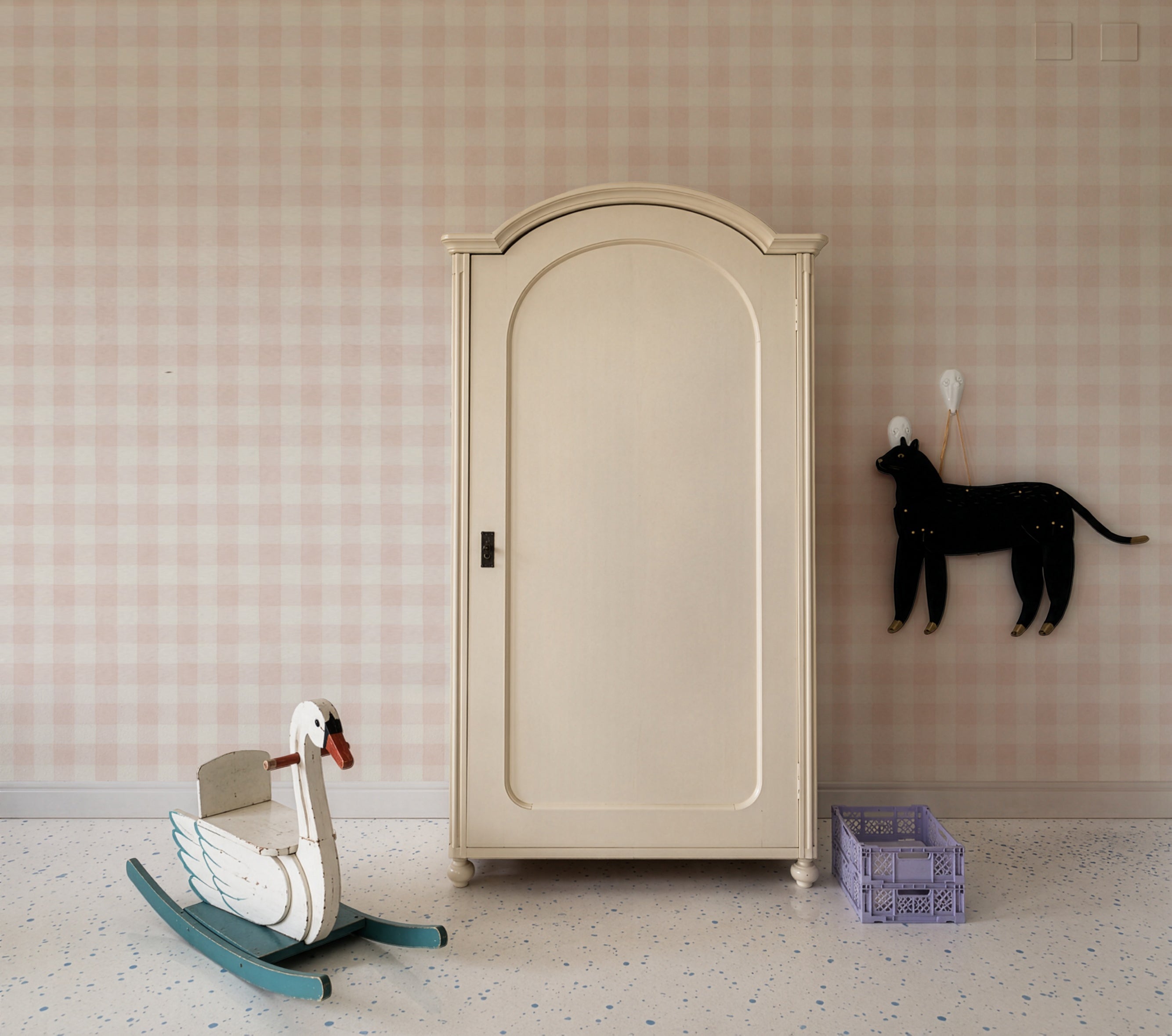 Wallpaper Watercolor Checks Blush Pink