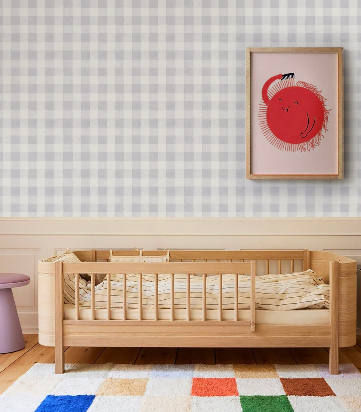 Wallpaper Watercolor Checks Lavender Haze