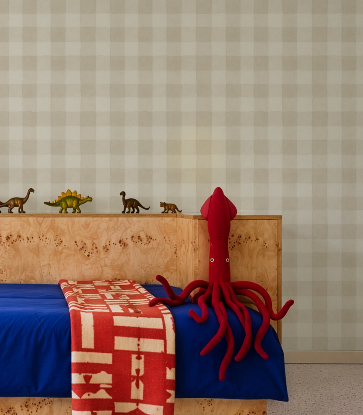 Wallpaper Watercolor Checks Oat Beige