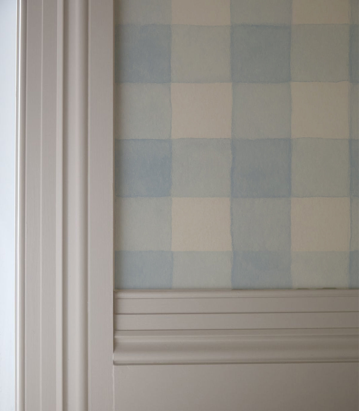 Wallpaper Watercolor Checks Sky Blue