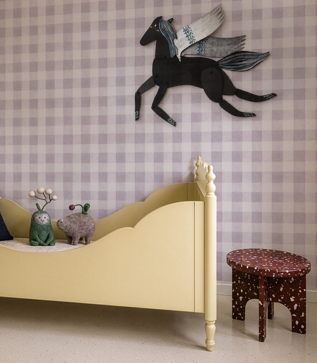 Wallpaper Watercolor Checks Soft Lilac
