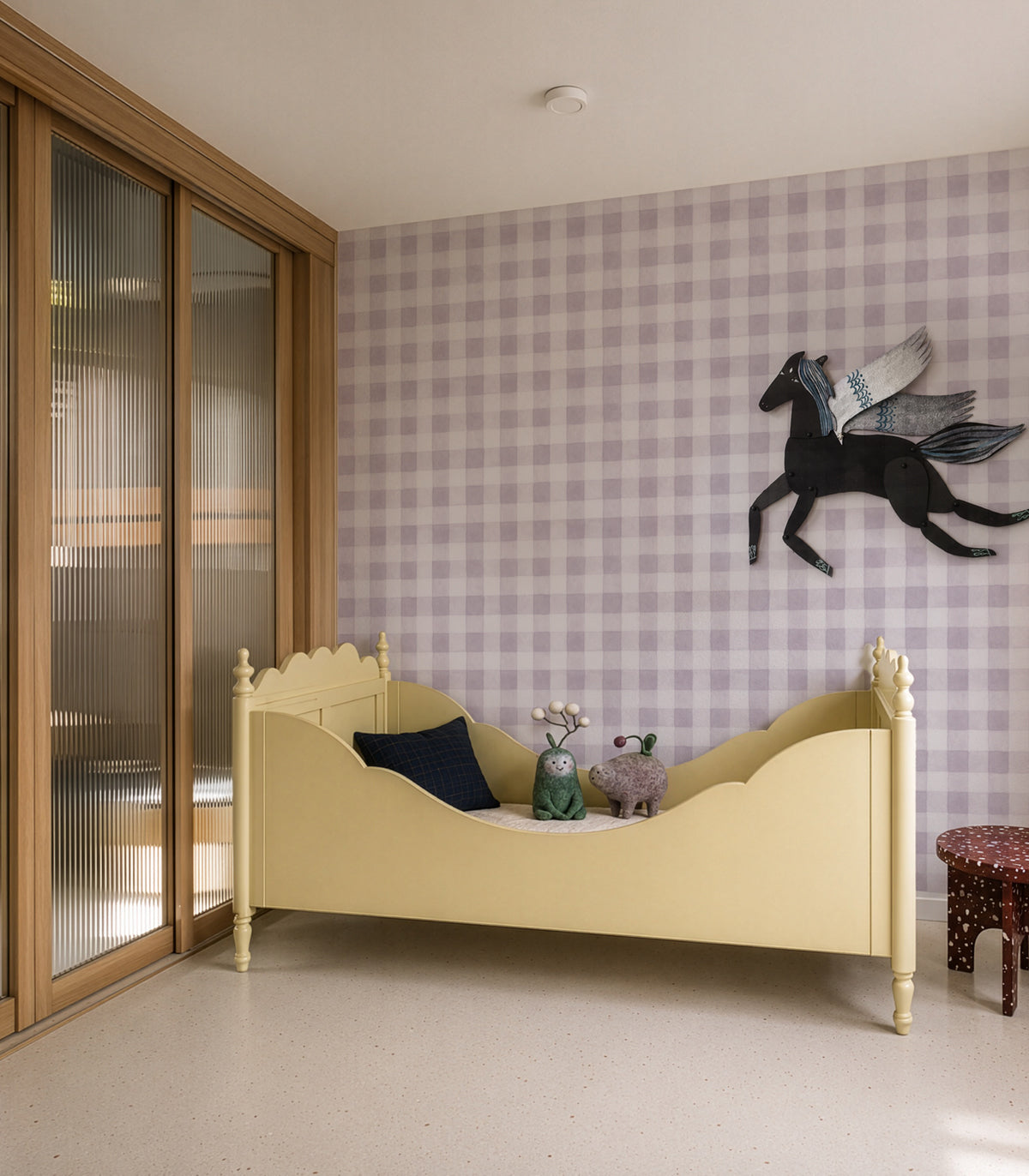 Wallpaper Watercolor Checks Soft Lilac