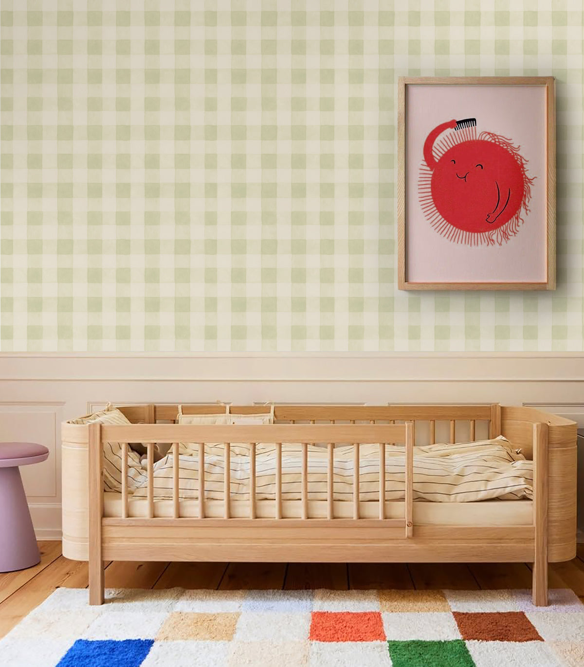 Wallpaper Watercolor Checks Spring Green
