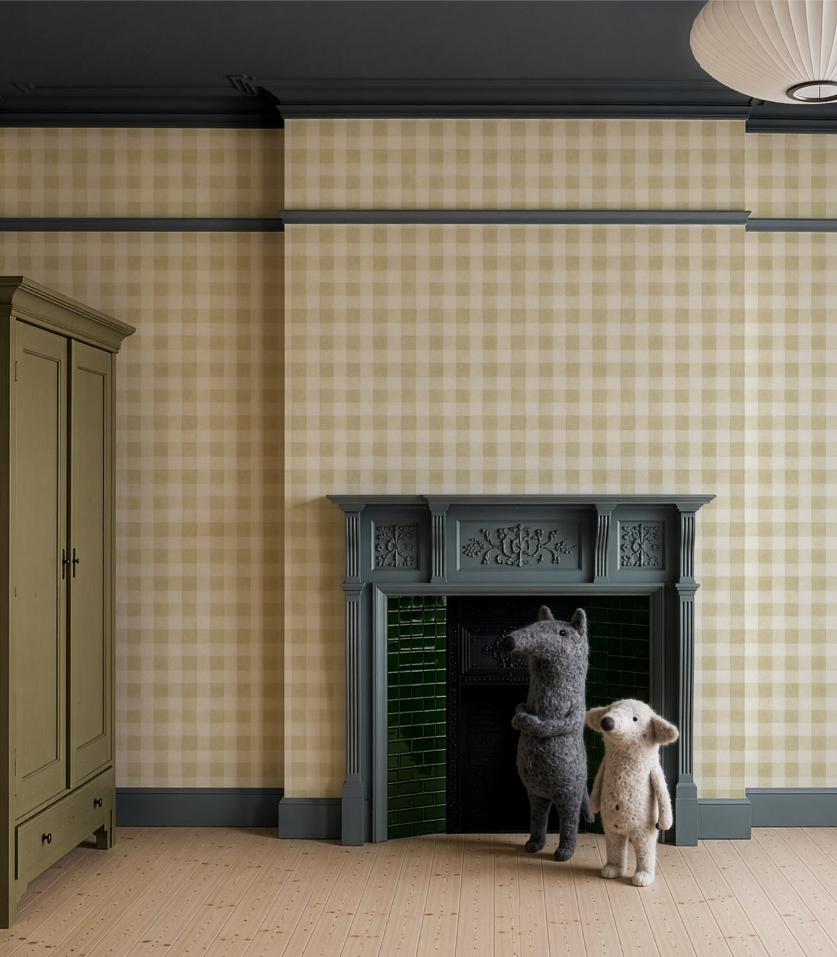 Wallpaper Watercolor Checks Sage Green