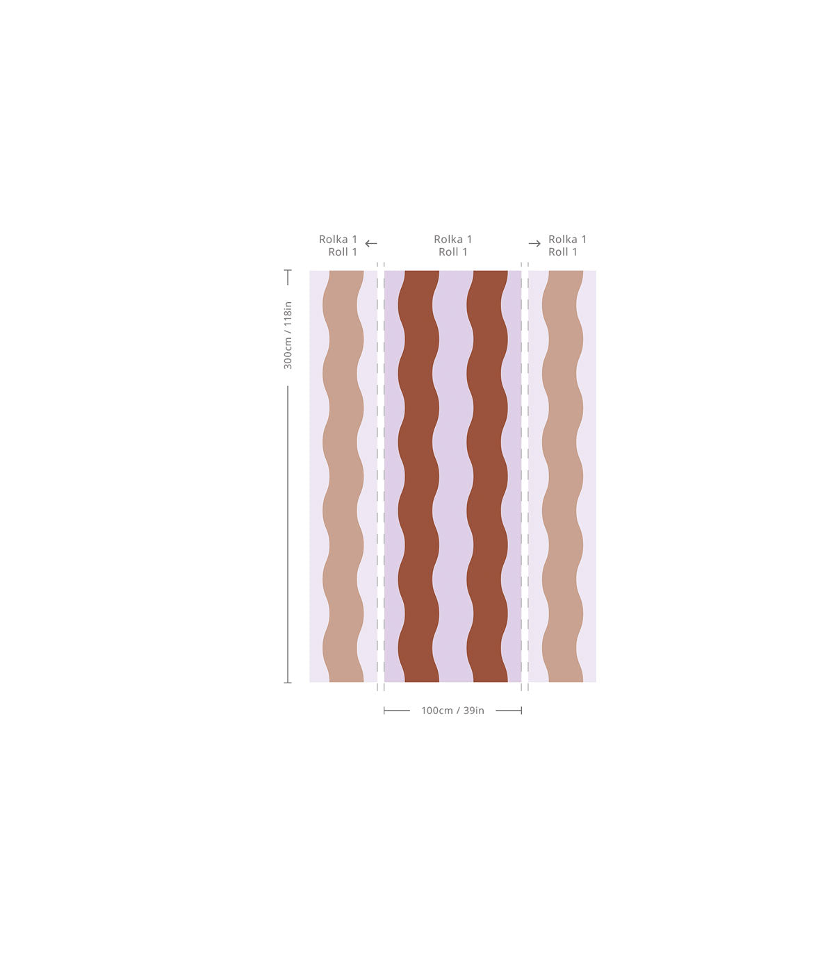 Wallpaper Wave Stripe Cinnamon Lavender