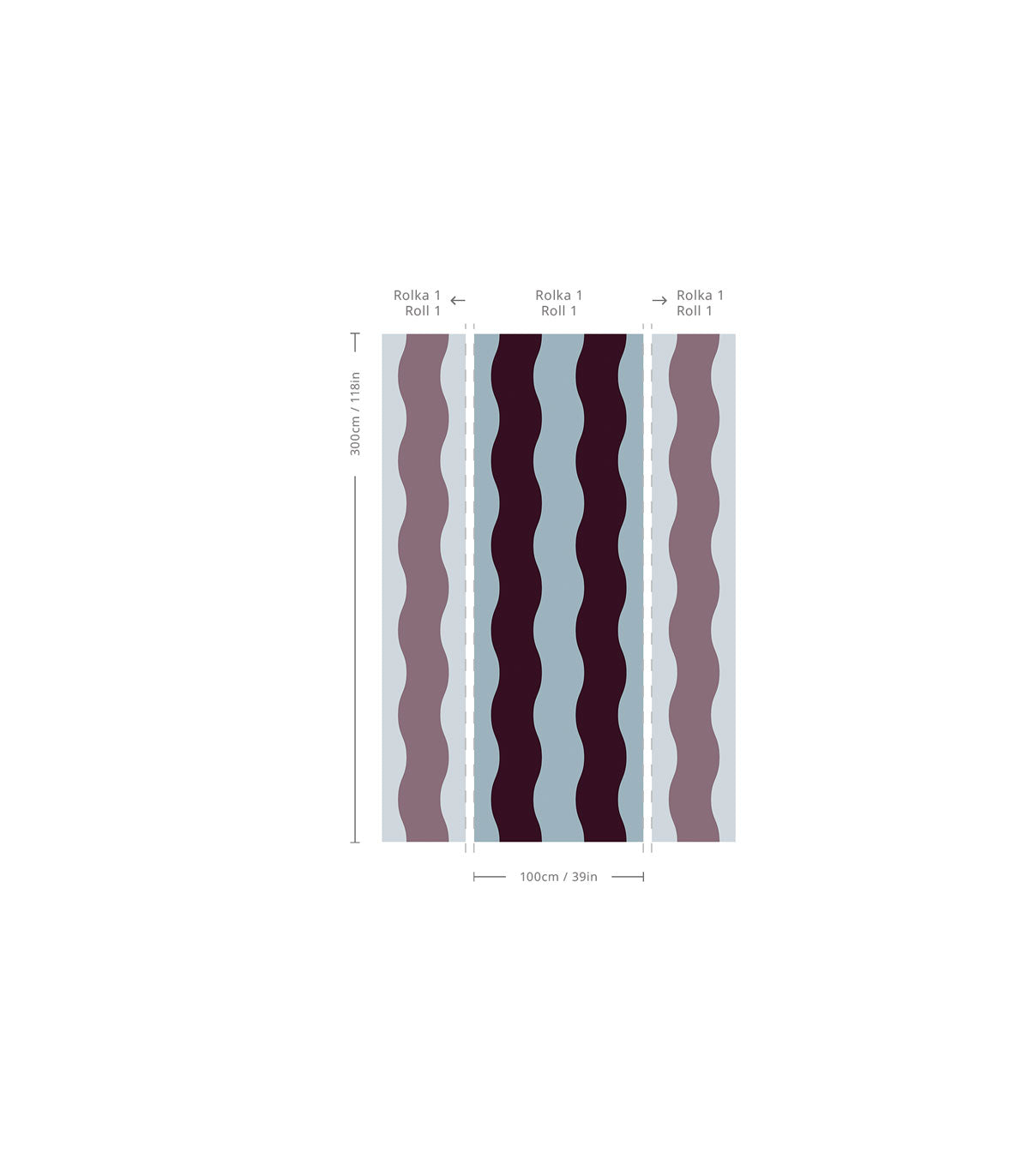 Wallpaper Wave Stripe Deep Burgundy