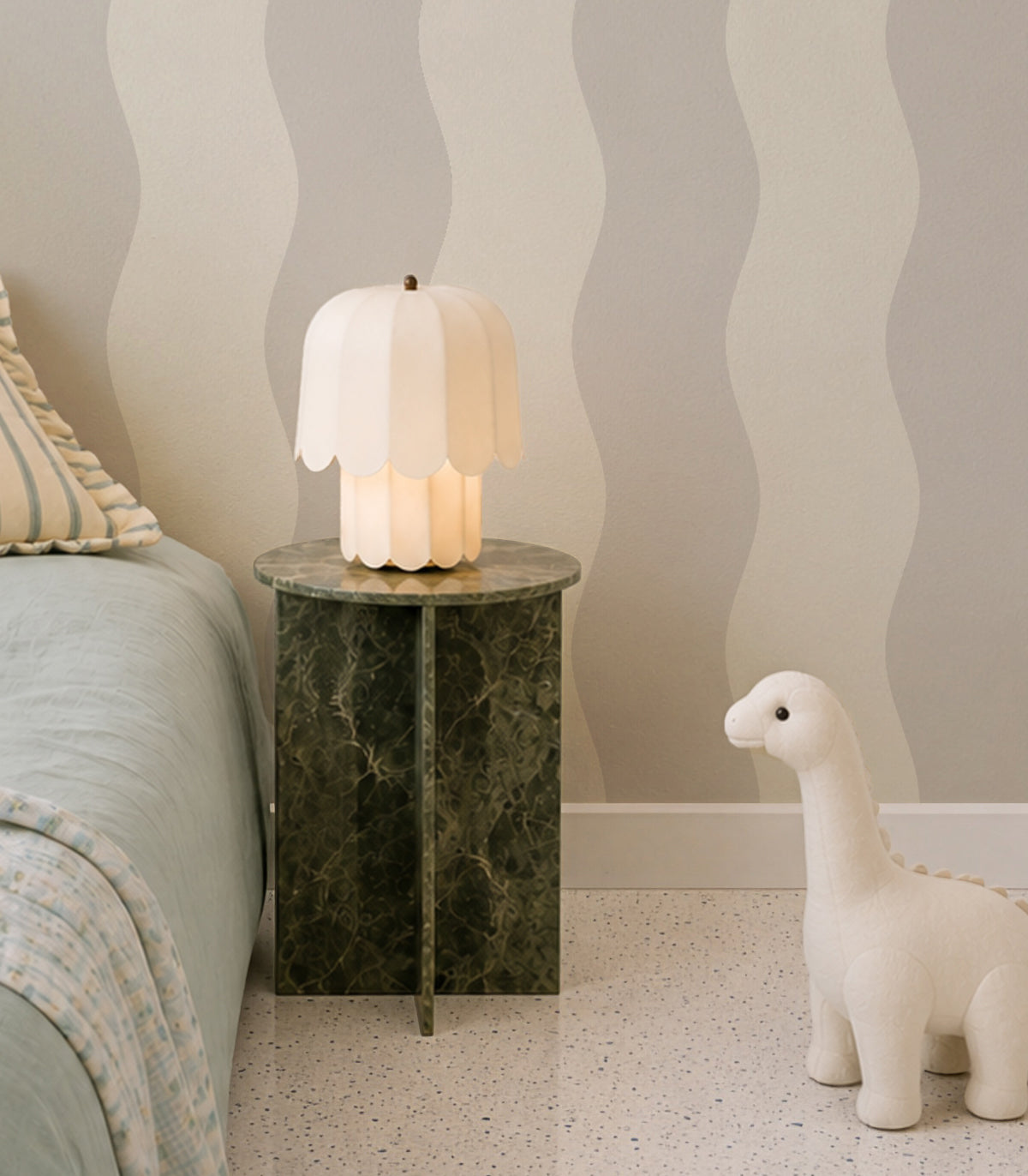 Wallpaper Wave Stripe Flora White
