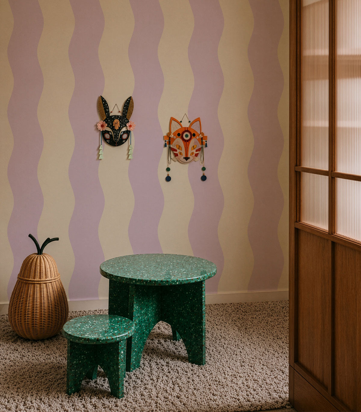 Wallpaper Wave Stripe Lily Lavender