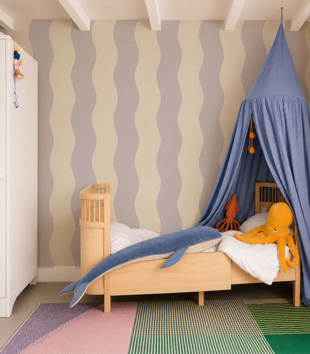 Wallpaper Wave Stripe Winter Gray