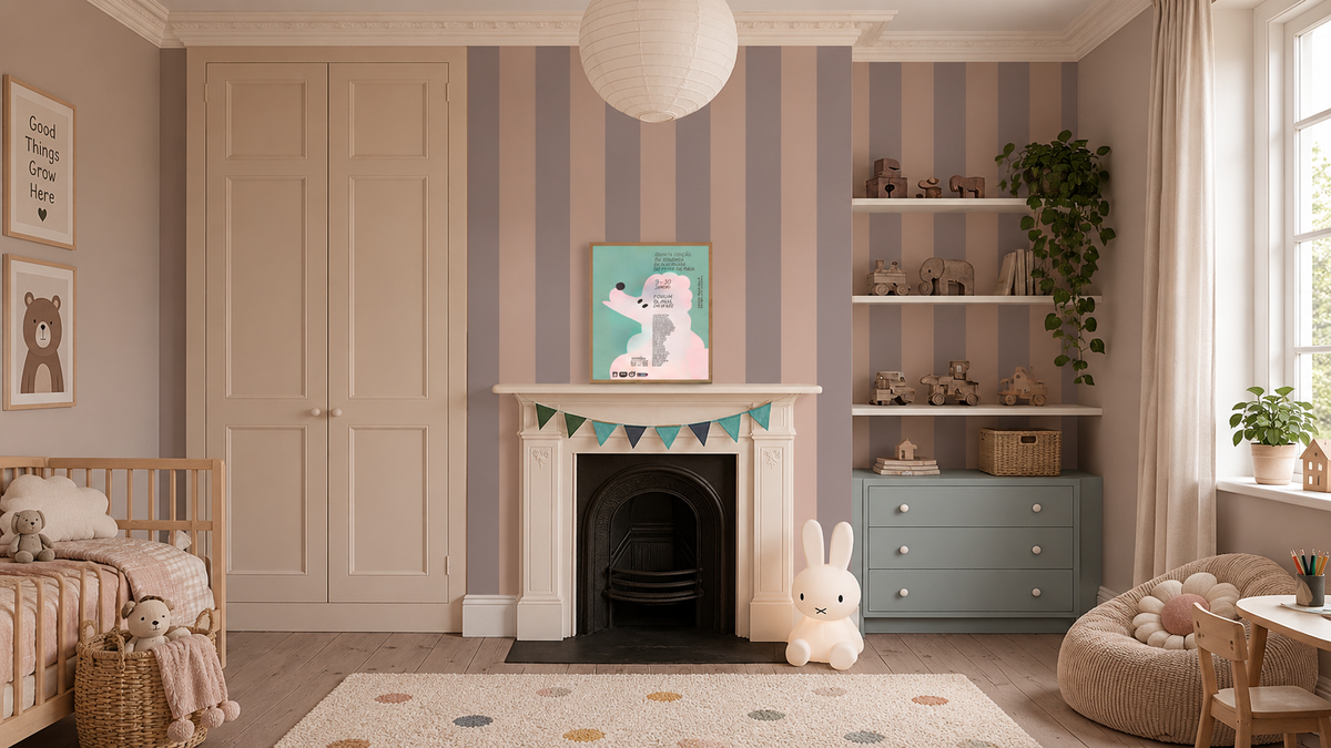 Wallpaper Wide Stripe Powder Rose