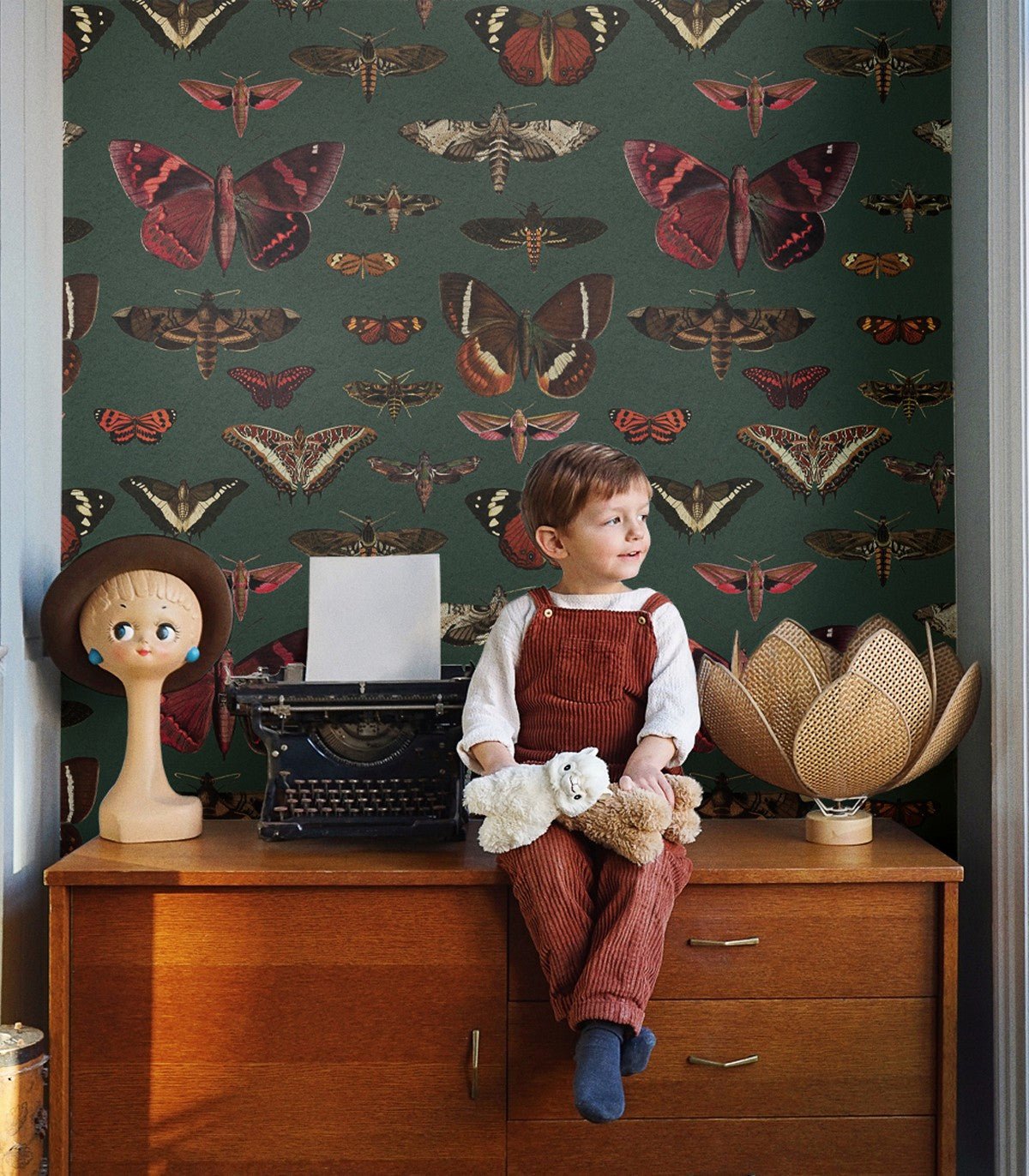 Tapeta Butterflies Vert - Wallcolors®