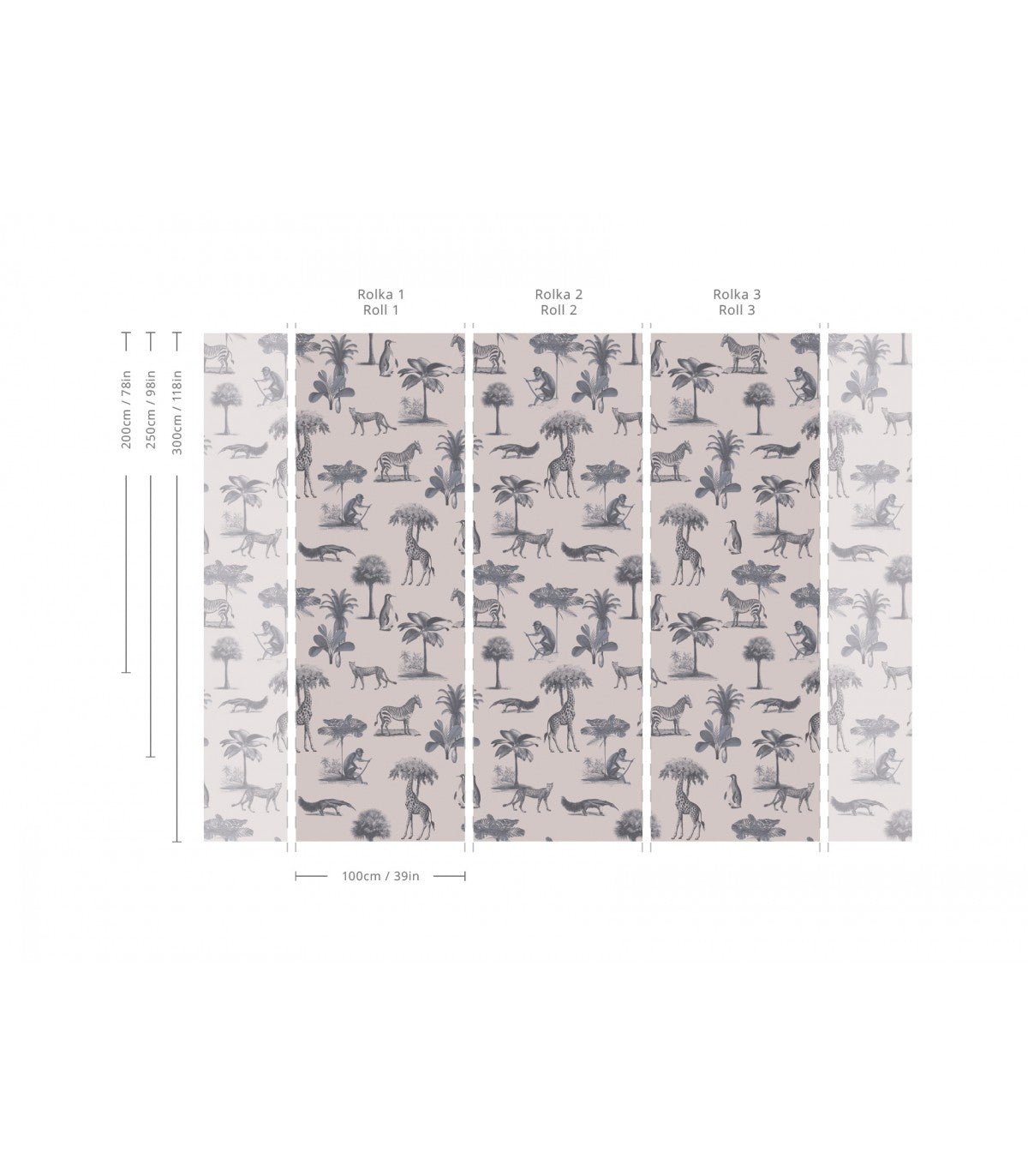 Tapeta Vintage animals purple - Wallcolors®